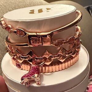 Rose Gold Roller Skate Charm Bracelet Stack